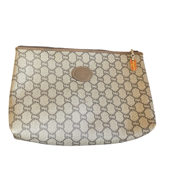 Auth Gucci Plus toiletry clutch bag // GUCCI Gucci Plus Leather PVC Brown Beige - Picture 5 of 17